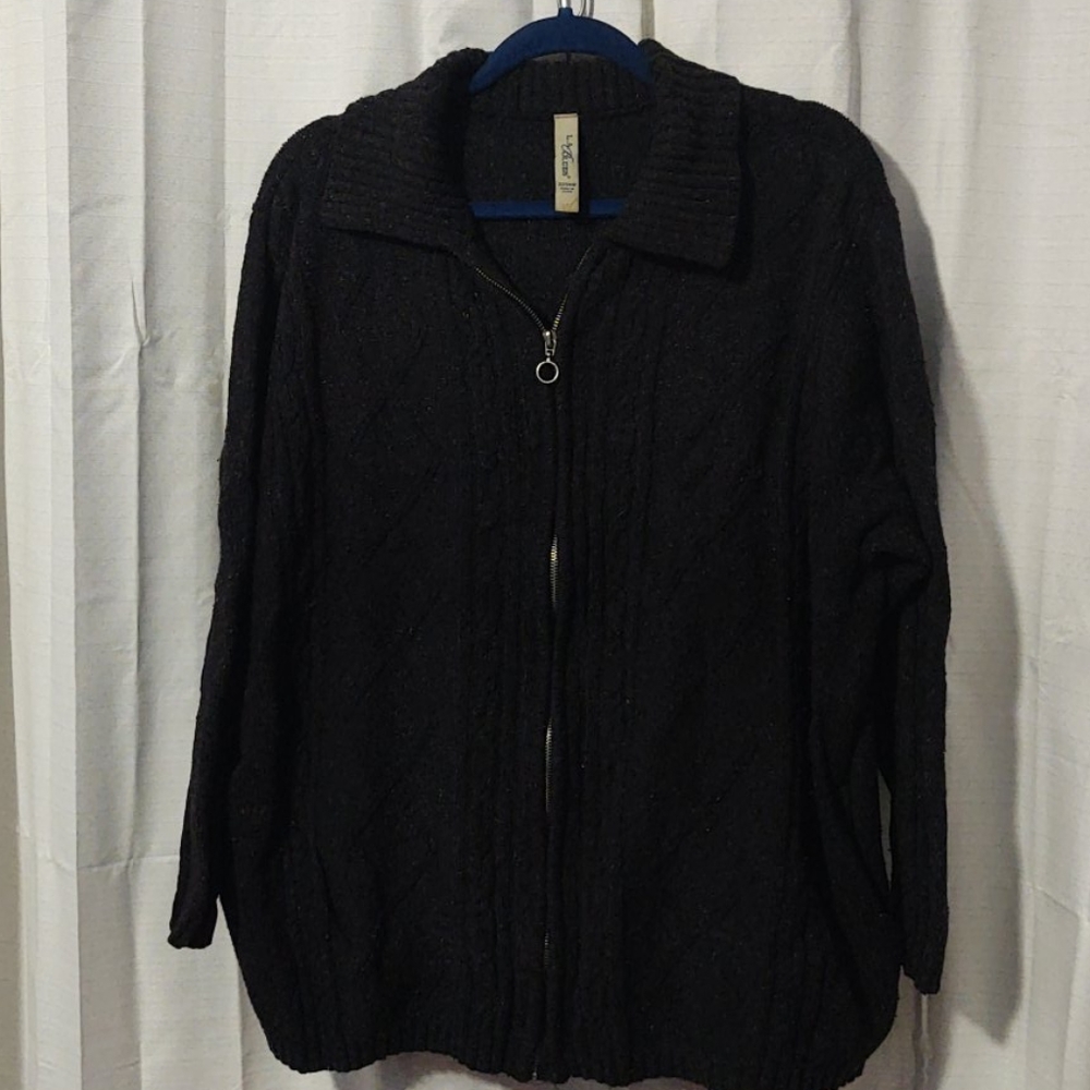 Heathered knit zip cardigan
